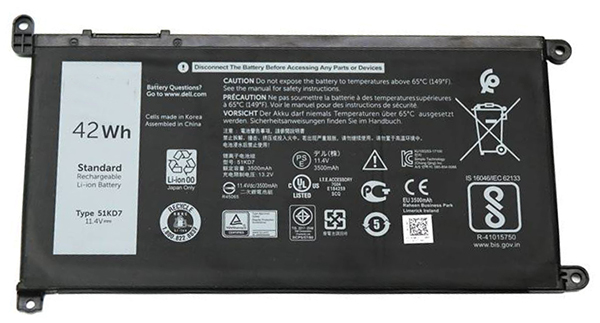 Reemplazo de Batería para ordenador portátil para DELL 51KD7 Recambio de Batería para ordenador portátil DELL 51KD7