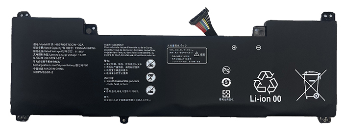 Reemplazo de Batería para ordenador portátil para HUAWEI HB9790T7ECW-32C Recambio de Batería para ordenador portátil HUAWEI HB9790T7ECW-32C