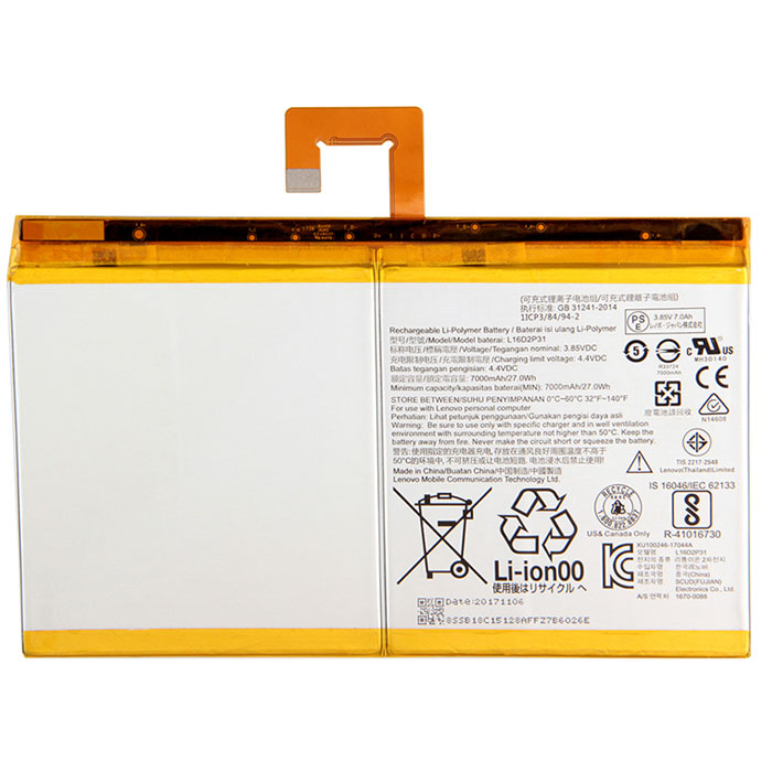 Reemplazo de Batería para ordenador portátil para LENOVO TAB-TB-X704A Recambio de Batería para ordenador portátil LENOVO TAB-TB-X704A