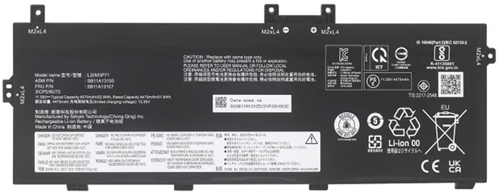 Reemplazo de Batería para ordenador portátil para LENOVO L20D3P71 Recambio de Batería para ordenador portátil LENOVO L20D3P71